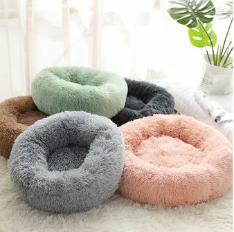 Fluffy Donut Hondenmand Kattenmand - Grijs - Diverse Maten