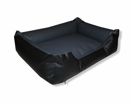 Lounge Sofa - Leatherlook Hondenmand - Zwart &amp; Antraciet - 100 x 80 cm