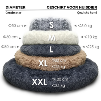 Fluffy Donut Hondenmand Kattenmand - Camel - Diverse Maten