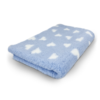 Vetbed Lichtblauw met Witte Hartjes - Anti-Slip - 5 Stuks 150x100 cm
