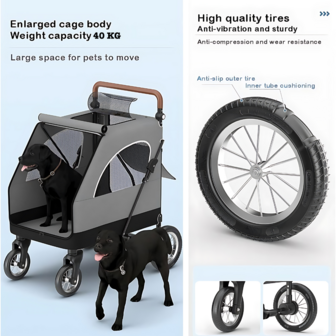 Hondenbuggy Big Smart - Grijs - 4 Wielen