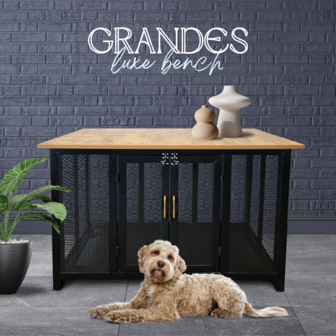 Hondenbench Grandes - Metalen Bench - Luxueus - 118.5 CM - Houten Cover
