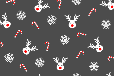 Vetbed Kerst - Christmas - Red-Nosed Reindeer - Antraciet - Anti-Slip - 10 Stuks 150x100 cm