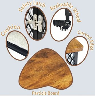Metalen Hondenbench Petit Grandes - Luxueus - Houten Cover - 69 x 51 x 60 cm