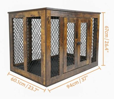 Houten Metalen Hondenbench Solide - Luxueus - 94 x 60 x 67 cm