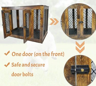 Houten Metalen Hondenbench Solide - Luxueus - 94 x 60 x 67 cm