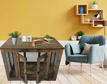 Houten Metalen Hondenbench Solide - Luxueus - 94 x 60 x 67 cm