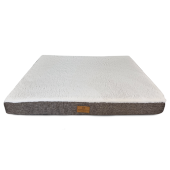 Hondenmatras - Furfleece Blokkussen - Herringbone - Large - 90 x 70 x 10 cm - Bruin Beige