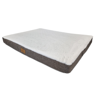 Hondenmatras - Furfleece Blokkussen - Herringbone - Large - 90 x 70 x 10 cm - Bruin Beige