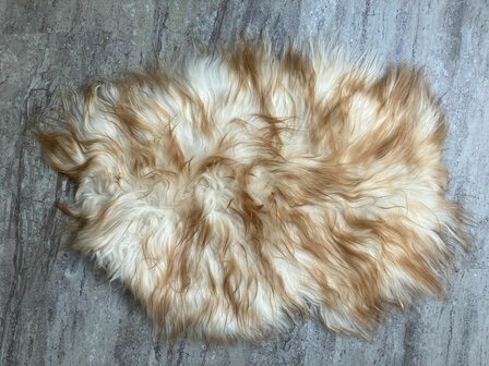 Schapenvacht 100% Echt &amp; Natuurlijk -  Wit Bruin Lang Haar - 82 cm