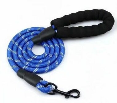 Nylon Looplijn (120 cm - 12 mm) - Met Stevige Softgrip - Blauw Gem&ecirc;leerd