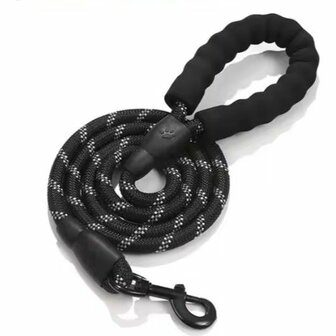Nylon Looplijn (120 cm - 12 mm) - Met Stevige Softgrip - Zwart Gem&ecirc;leerd