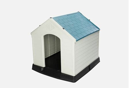 Hondenhok Kunststof Weersbestendig Blauw Wit - Large (87,7 x 78,5 x 81,5 cm)