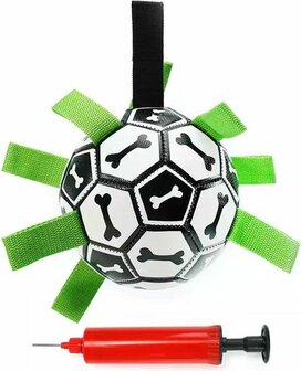 Voetbal voor Hond - 16 cm - Met touwen - Drijvend Hondenspeeltje - Met Pomp