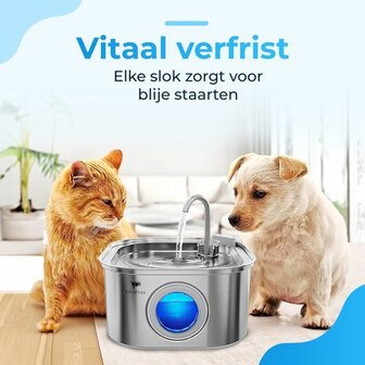 RVS Drinkfontein voor Hond en Kat - Inclusief Filter - Met Kraantje - 3.2 Liter