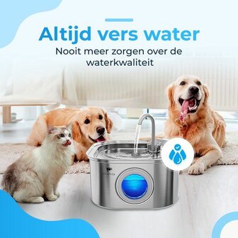 RVS Drinkfontein voor Hond en Kat - Inclusief Filter - Met Kraantje - 3.2 Liter
