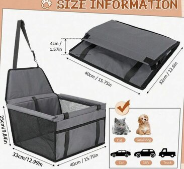 Beschermkussen Nylon - Autostoel - Polyester Grijs - Opvouwbaar 40 x 33 x 25 cm