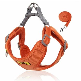 Soft Pluche Hondentuigje met Looplijn - Comfort - Oranje - Diverse Maten