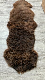 Schapenvacht 100% Echt &amp; Natuurlijk - XXXXL Donkerbruin Lang Haar - 200 cm