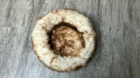 Schapenvacht 100% Echt &amp; Natuurlijk - Hondenmand Kattenmand - Cr&egrave;me Bruin 60-70 cm