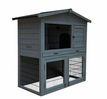 Konijnenhok Hout - Grey Washed - 101 x 55 x 100 cm
