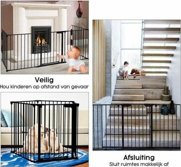 Puppyren - Playpen - Veiligheidshek - Openhaard Hek - Kachelhek - 325/75H cm - Verbogen spijlen