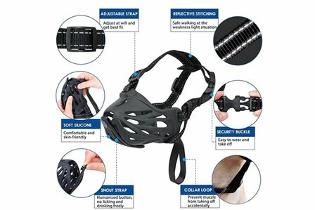 Muilkorf Siliconen Snuitje - Zwart TPE MT4