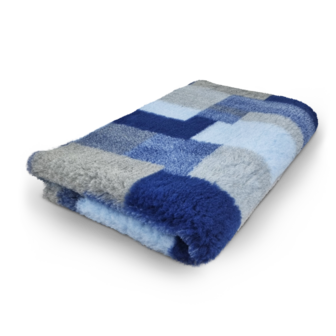 Vetbed Patchwork Lichtblauw Grijs Antraciet - Anti-Slip &middot; Diverse Maten