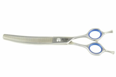 Tritra 22190C - 440C - Gebogen Enkele Effileerschaar 17 cm - 44 tands - Hondenschaar Trimschaar