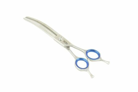 Tritra 22190C - 440C - Gebogen Enkele Effileerschaar 17 cm - 44 tands - Hondenschaar Trimschaar