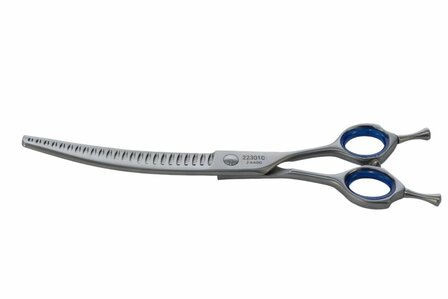 Tritra 22301C - 440C - Gebogen Enkele Effileerschaar 17 cm - 24 tands - Hondenschaar Trimschaar