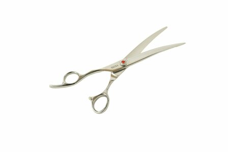 Tritra Special Edition - Linkshandig - 440C - Gebogen schaar 17,5 cm - Hondenschaar Trimschaar