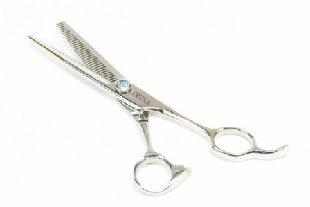 Tritra Blue Line 23193 - 440C - Enkele Effileerschaar 16,5 cm - 34 tands - Hondenschaar Trimschaar
