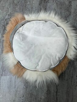 Schapenvacht 100% Echt &amp; Natuurlijk - Bruin Wit 50-60 cm - Hondenmand Kattenmand