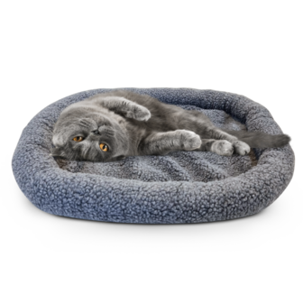 Schapenvacht Dierenmand Grijs  - Hondenmat Katten Mand - 60 x 45 x 6 cm