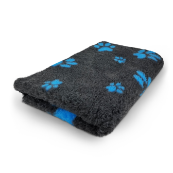 Vetbed Antraciet Kleine en Grote Blauw Voetprint - Anti-Slip &middot; Diverse Maten