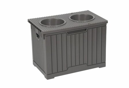 Dinnertafel Voedertafel - 2 RVS Voerbakken - Met opbergruimte - Stevig ECO Kunststof