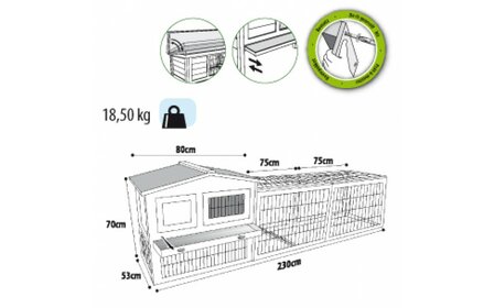 Konijnenhok met Ren Sunshine Jumbo Cottage (Grey)