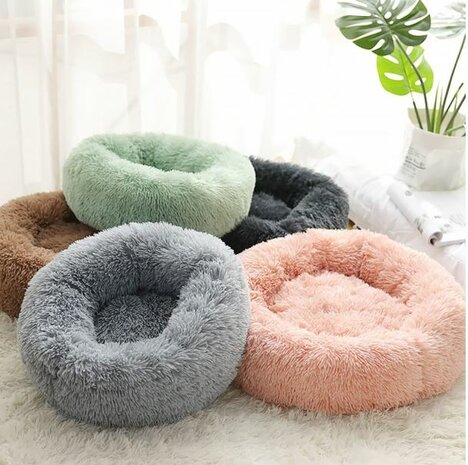 Fluffy Donut Hondenmand Katten Mand - Antraciet - Diverse Maten