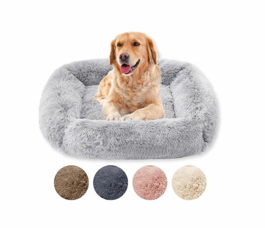 Fluffy Pluche Dierenmand Hondenkussen - - Lounge Serie - Kaki