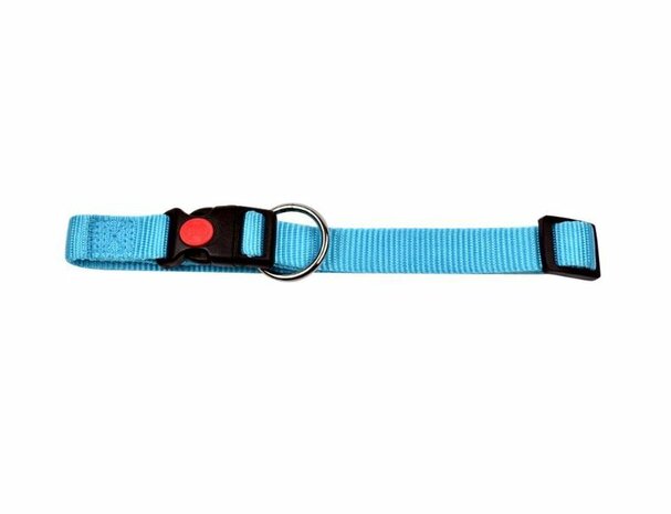 Hondenhalsband Met Wienerlock Kliksluiting - Nylon - Lichtblauw - Diverse Maten