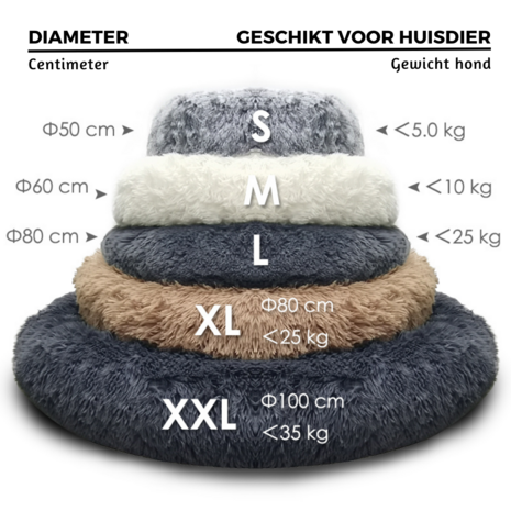 Fluffy Donut Hondenmand Kattenmand - Camel - Diverse Maten