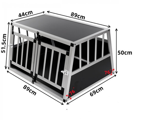 Autobench Dubbeldeurs Aluminium 89x69x50 cm