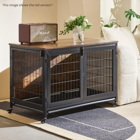 Metalen Bench Vintage - 95 x 56 x 65 cm - Rustic Brown & Black - Houten Cover
