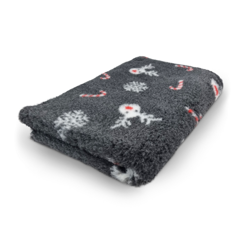 Vetbed Kerst - Christmas - Red-Nosed Reindeer - Antraciet - Anti-Slip - 5 Stuks 150x100 cm