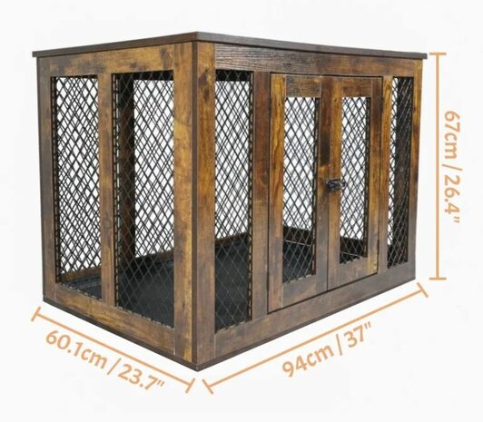 Houten Metalen Hondenbench Solide - Luxueus - 94 x 60 x 67 cm