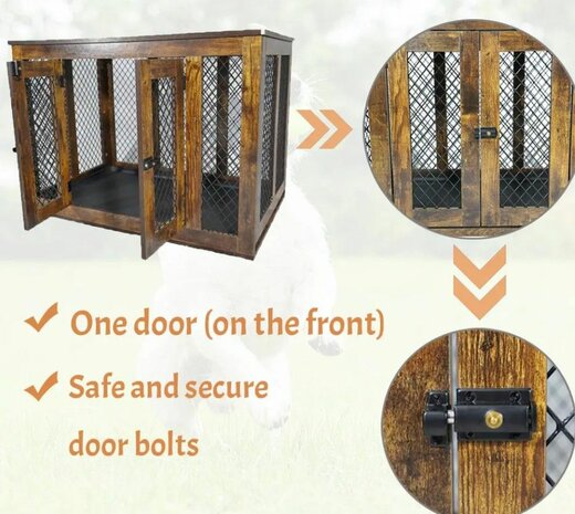 Houten Metalen Hondenbench Solide - Luxueus - 94 x 60 x 67 cm