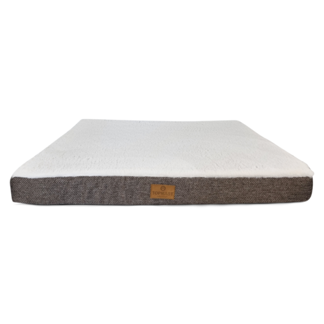 Hondenmatras - Furfleece Blokkussen - Herringbone - Large - 90 x 70 x 10 cm - Bruin Beige