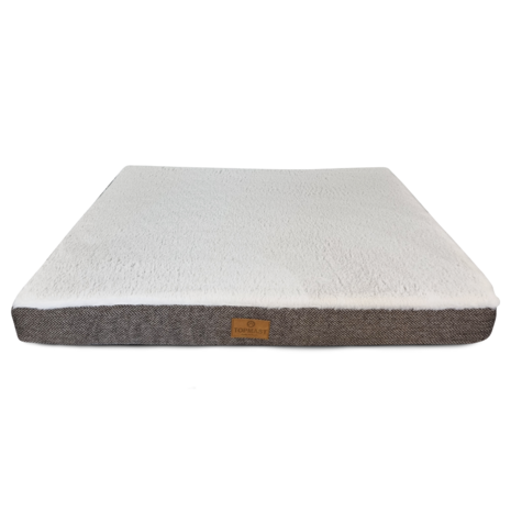 Hondenmatras - Furfleece Blokkussen - Herringbone - Large - 90 x 70 x 10 cm - Bruin Beige