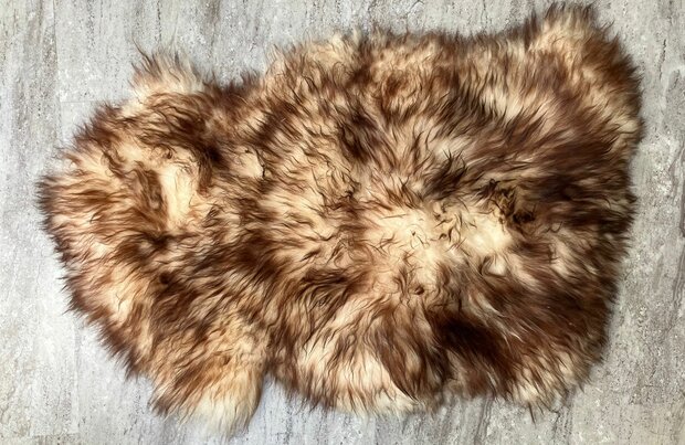 Schapenvacht 100% Echt & Natuurlijk - Crème Bruin Lang Haar -100 cm